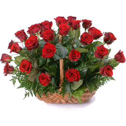 Loja de Flores - Entrega de Flores - Floristas Online - Cestas de Flores - Cesto Flores com Rosas Vermelhas