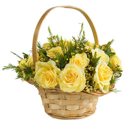 Loja de Flores - Entrega de Flores - Floristas Online - Cestas de Flores - Cesta de Flores Rosas Amarelas